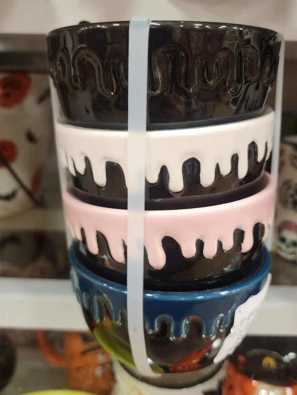 Rae Dunn Stackable Drip Bowls in Black, White, Pink, and Blue
